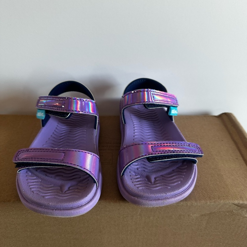 Native Shoes Kids Iridescent Purple Sandals with Velcro Straps